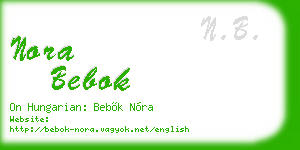 nora bebok business card